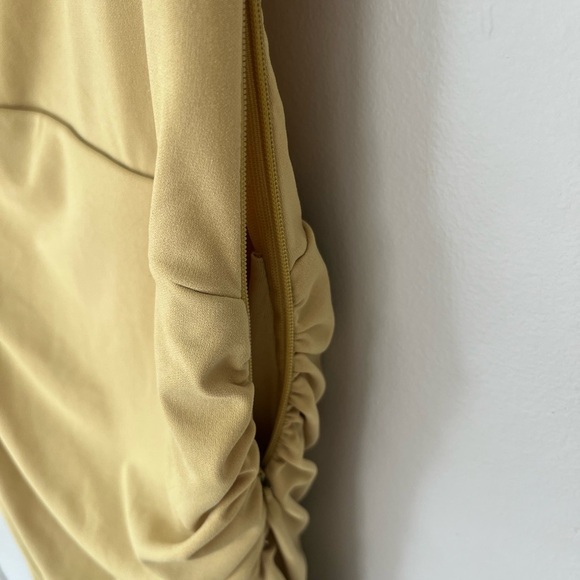 Zara Short Sleeve Yellow Draped Mini Dress Ruched Side Zip Womens Size XS - Picture 8 of 10